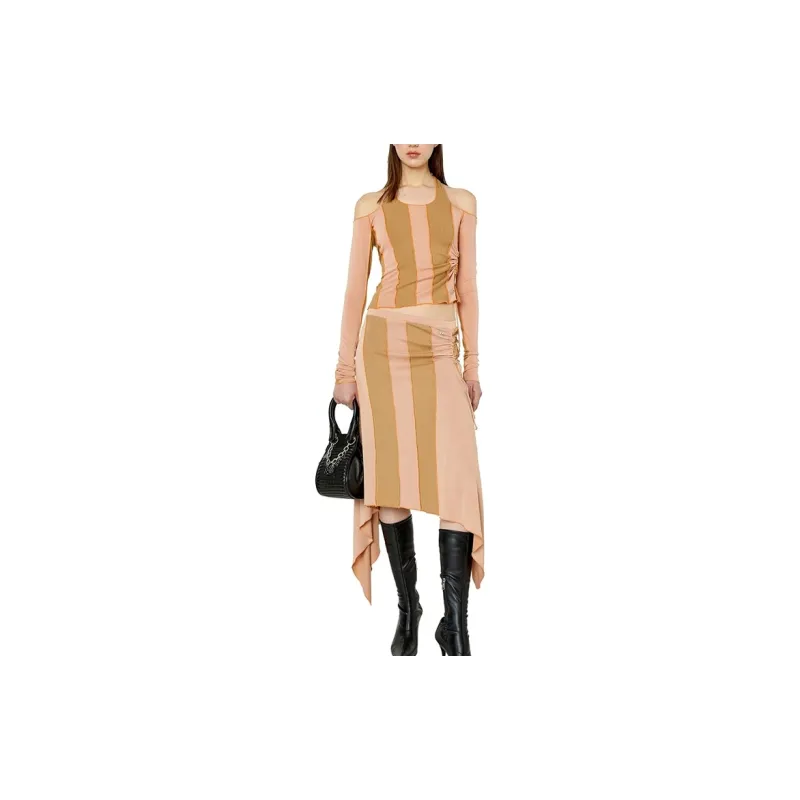 DIESEL Casual Long Skirts Women's Dusty Pink-1