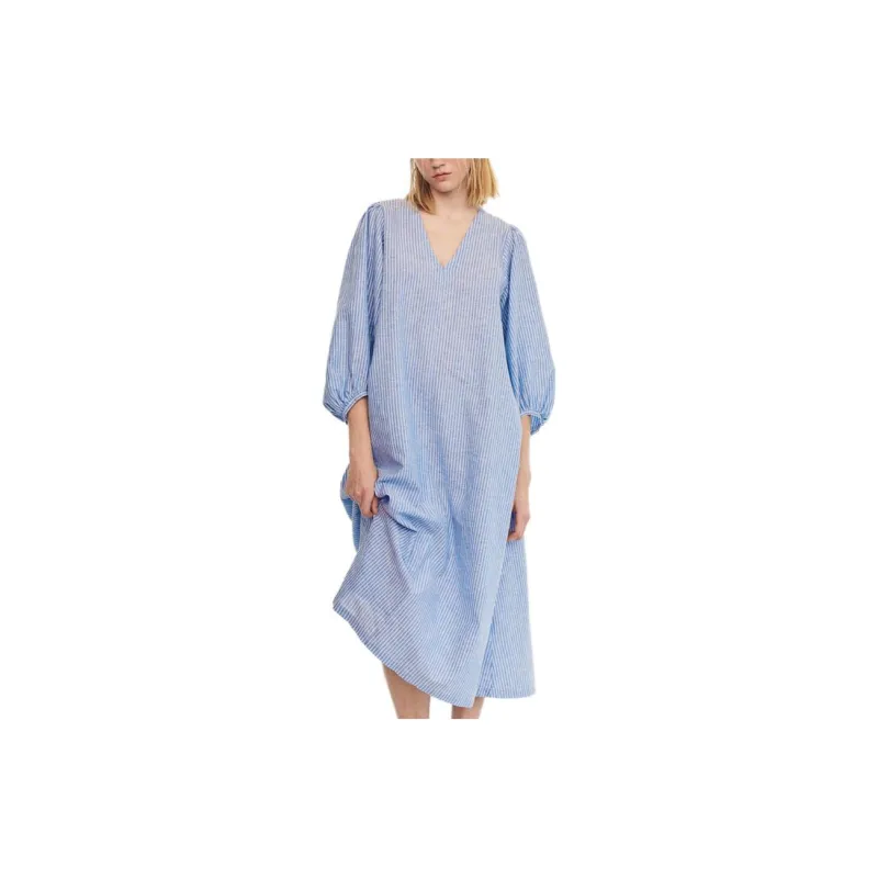 H&M Long-Sleeved Dresses Women's Blue/White Stripes-1