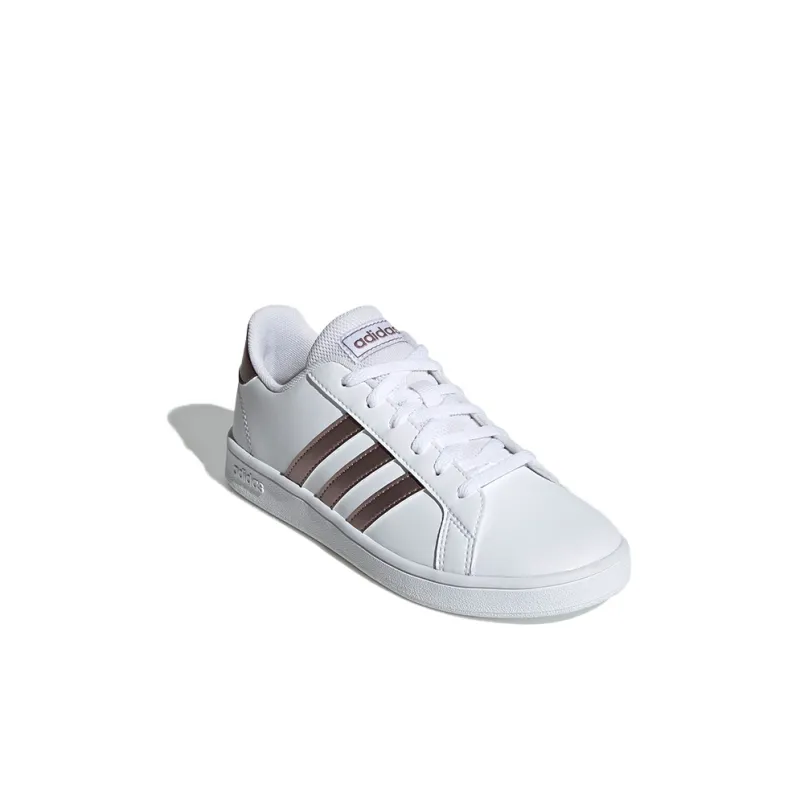 Adidas Neo GRAND COURT K Breathable Low Top Skateboard Shoes White Brown Kids'-2