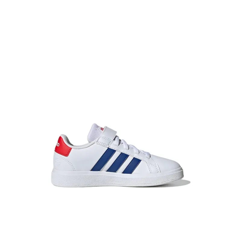 Adidas Neo GRAND COURT 2.0 EL K Abrasion Resistant Low Top Skateboard Shoes White Blue Red Kids'-1