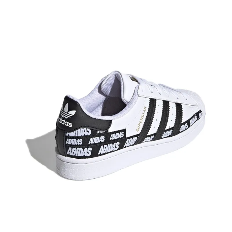 Adidas Originals Superstar Series J Breathable Low Top Skateboard Shoes White Teenagers-3