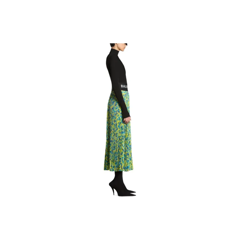 Balenciaga Logo Waistband Floral Print Skirt-4