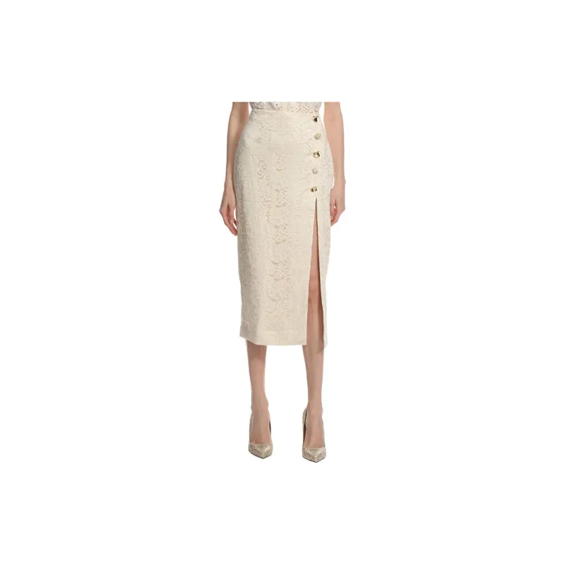 Self portrait Cord Lace Split Midi Skirt-2