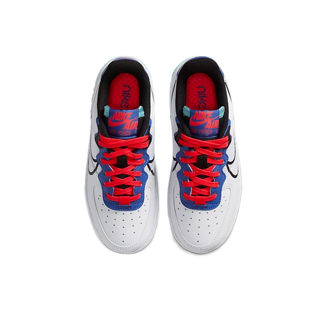 スニーカー Nike Air Force 1 Low React White Astronomy Blue LaserCrimson Nike Air Force 1 React White Astronomy Blue Laser Crimson GS