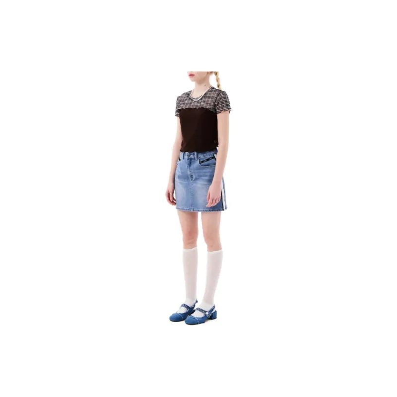 Kirsh FW23 Denim Short Skirts Women's Light Blue-2