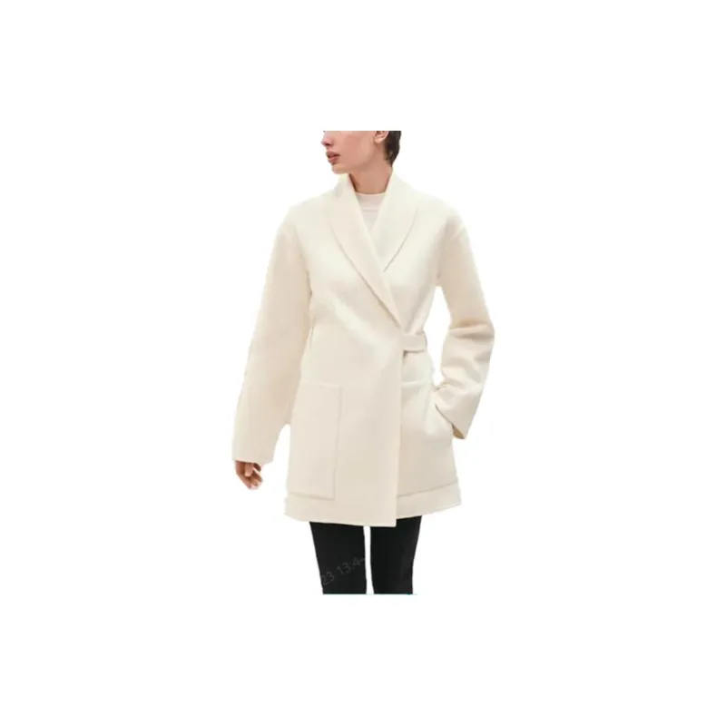 HERMES Coats Women's Spring Coat Ecru-2