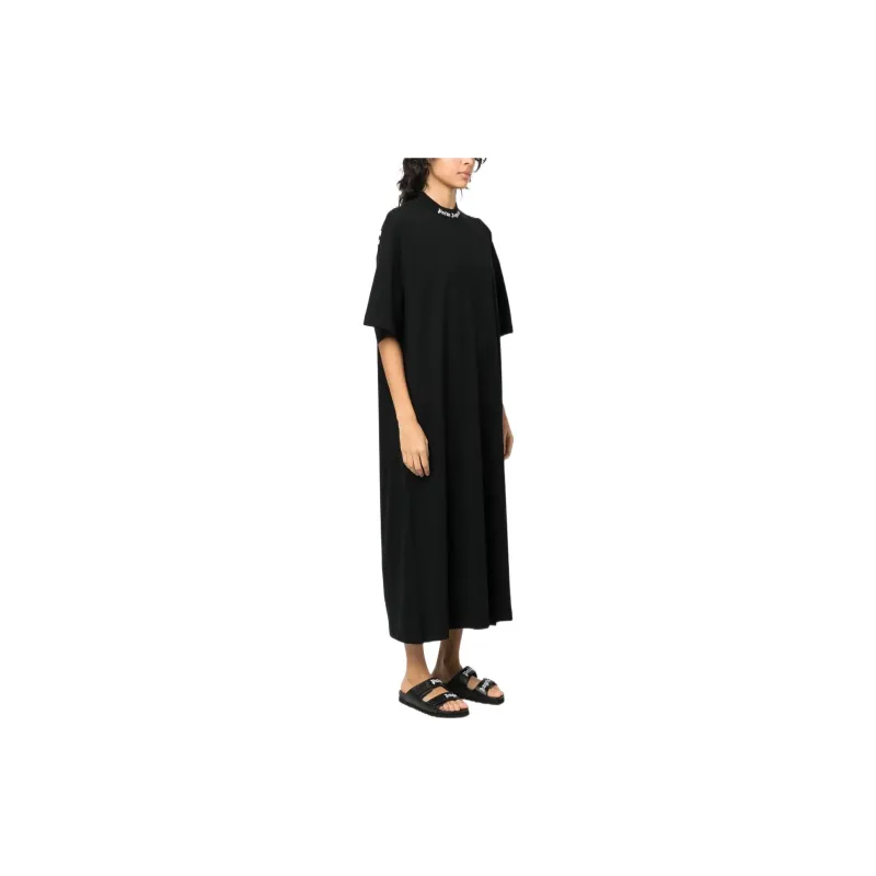 PALM ANGELS Classic Logo Over Tee Dress Black/White-3