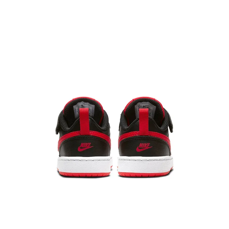 Nike Court Borough Low 2 Slip-Resistant Cushioning Wear-Resistant Mid-Top Skateboard Shoes Black Red Infant And Toddler-4