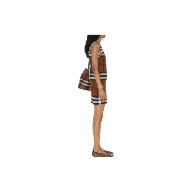 Burberry Maisie Vintage Check-Jacquard Sleeveless Mini Dress-3
