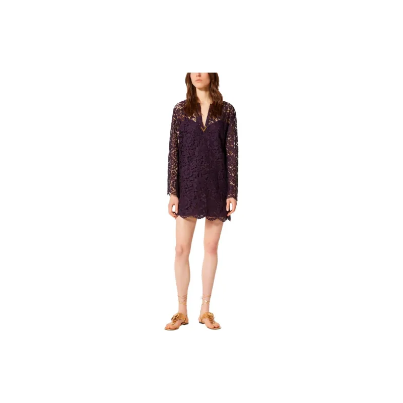 Valentino Long Sleeved Dress Women's Purple-1