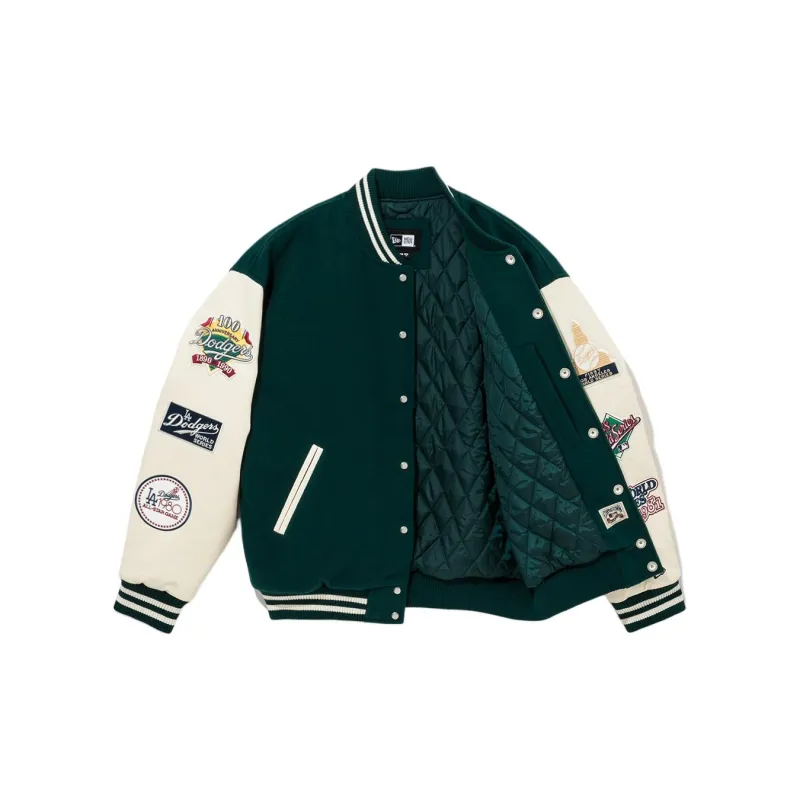 New Era Baseball Jacket Unisex White Green-2
