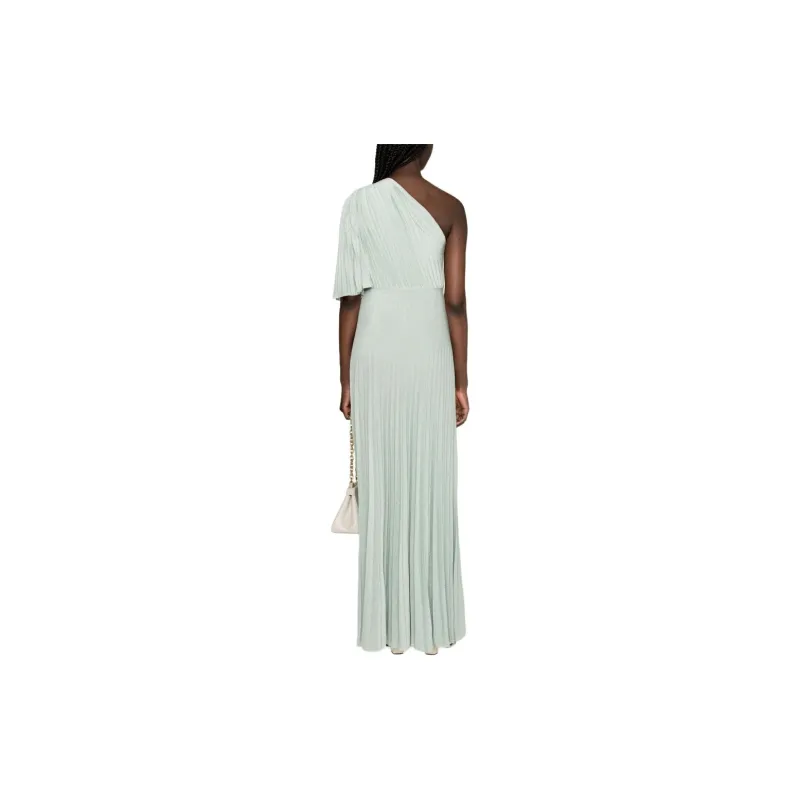 Elisabetta Franchi Asymmetrical Pleated Long Dress-2