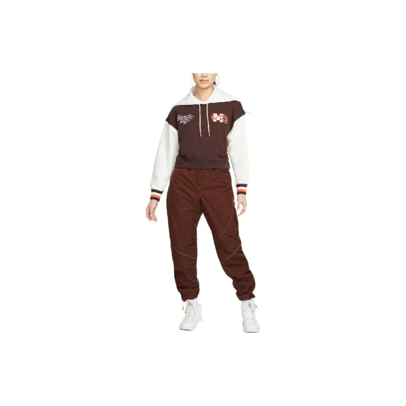 JORDAN Women's JORDAN Maison Chateau Rouge Hoodie Brown/Cream White-3