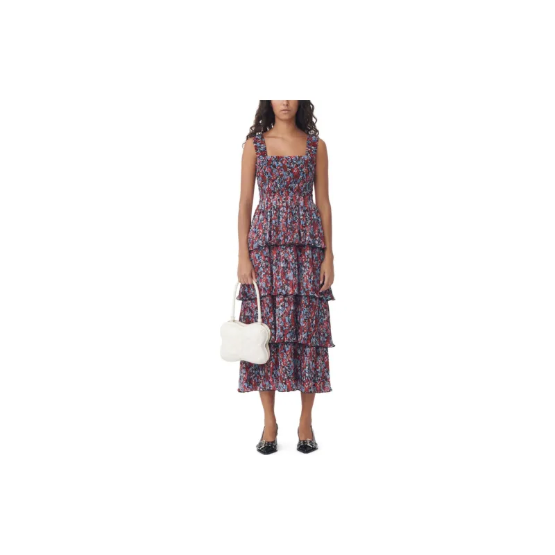 GANNI Floral print Layered Midi Dress-2