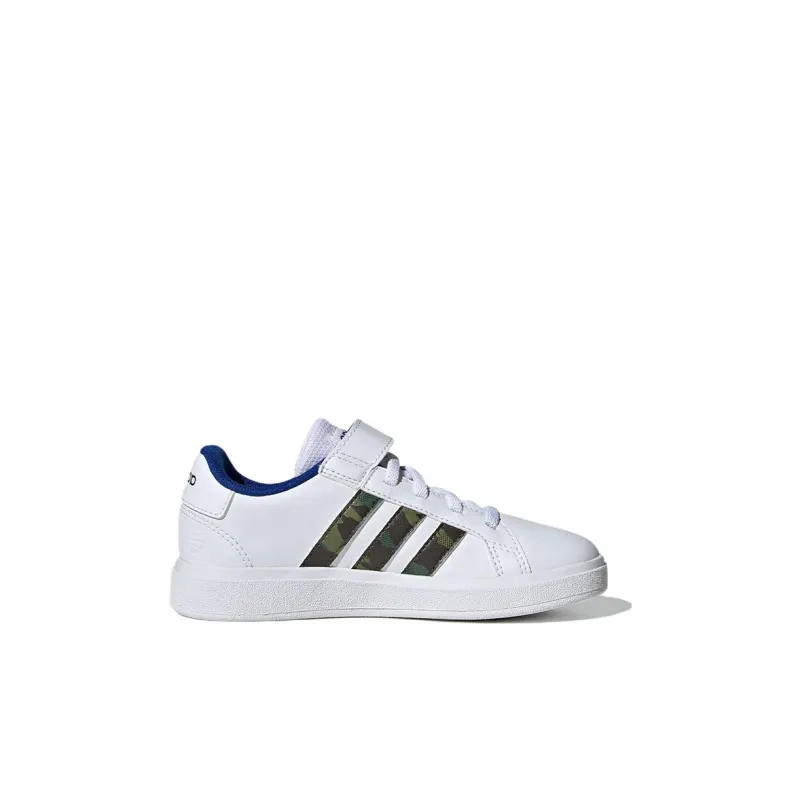 Adidas Neo GRAND COURT K Anti Slip Wear Resistant Low Top Kids' Skateboarding Shoes White Green Kids'-1