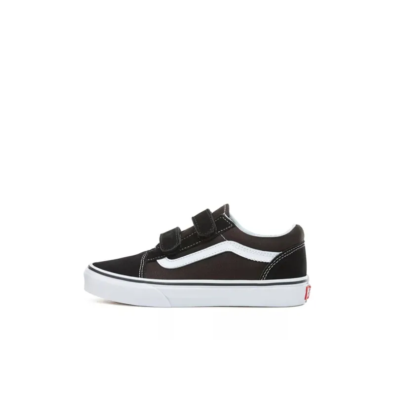 Vans Low Top Skateboard Shoes Black White Children Aged 3 7 Years Old-0