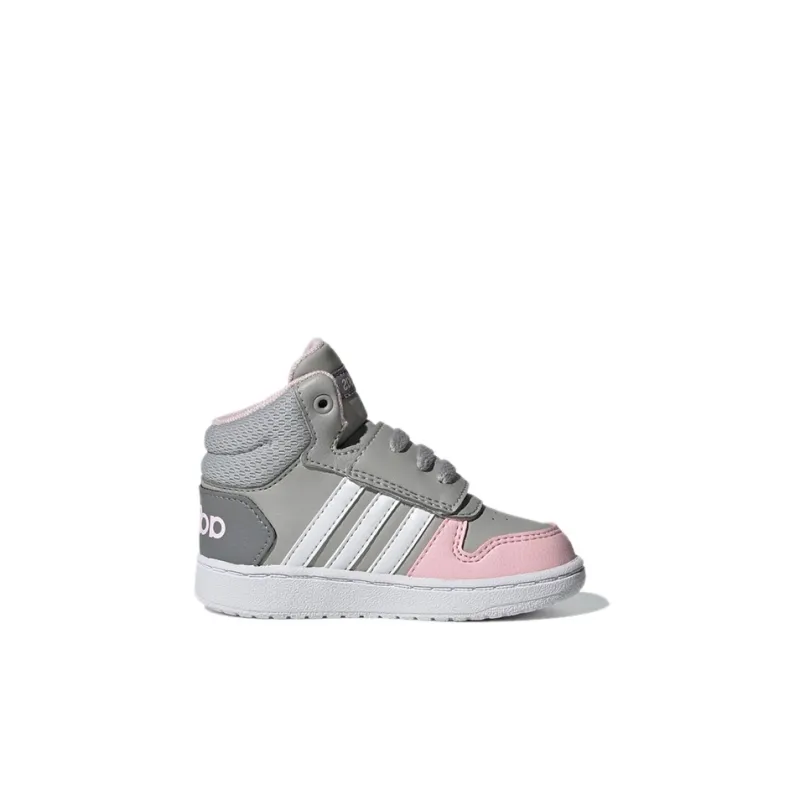 Adidas Neo Hoops 2.0 Mid Abrasion Resistant Mid Top Toddler Shoes Gray Pink Infant And Toddler-1