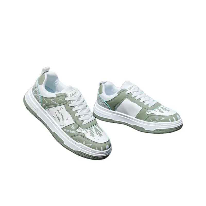 Warrior Durable Lightweight And Breathable Low Top Skateboard Shoes Men's White Green-2