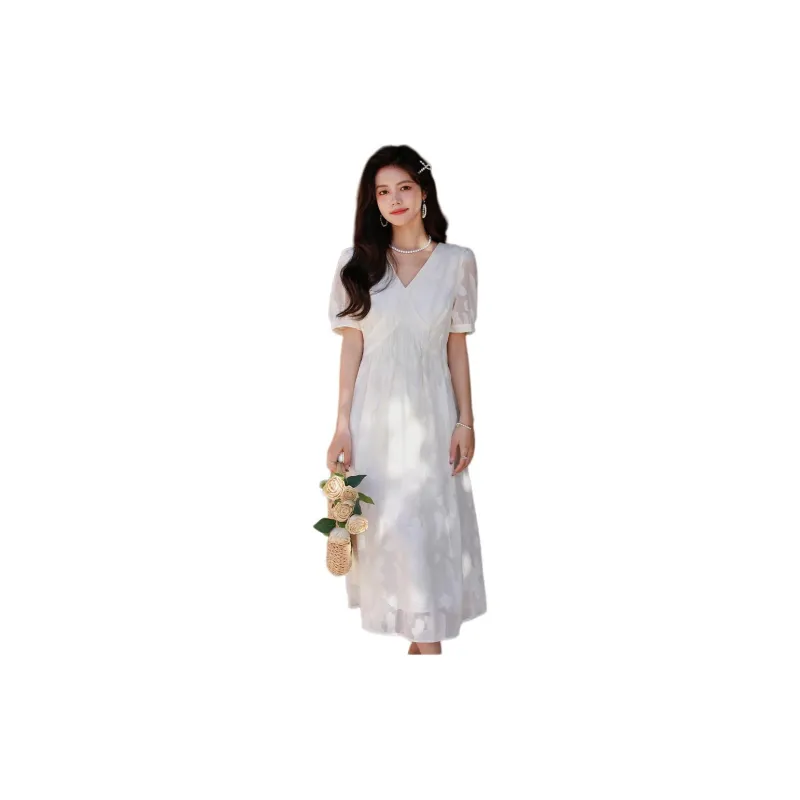 ETSE Short Sleeved Dress Women's White-4