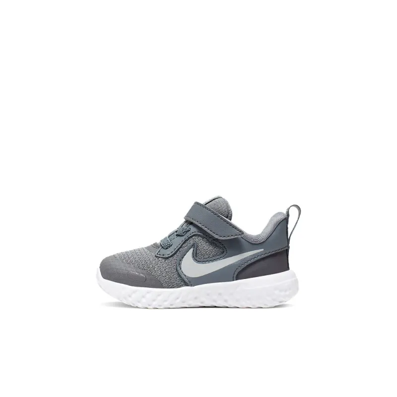 Nike REVOLUTION 5 Slip Resistant Cushioning Abrasion Resistant Low Top Toddler Shoes Gray White Infant And Toddler-0