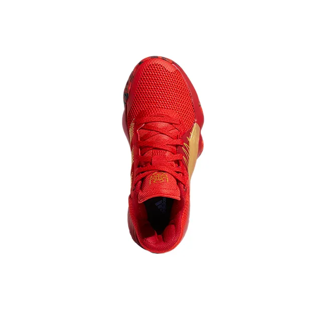 Adidas D.O.N. Issue #1 J Slip Resistant And Breathable Low Top Performance Basketball Shoes Red Gold Teenagers-4