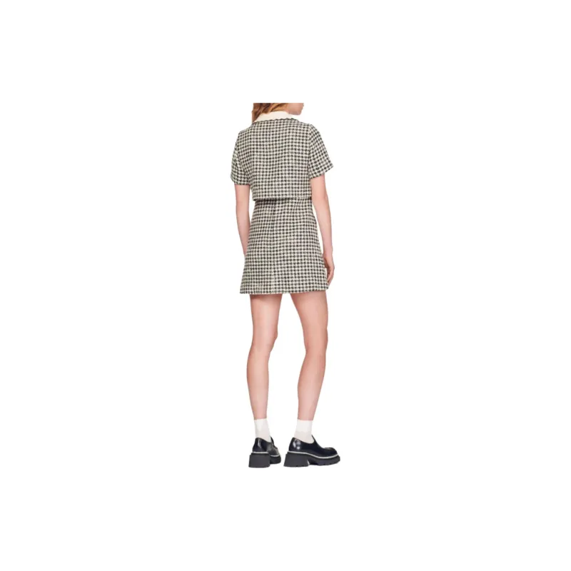 Sandro Short-Sleeved Dresses Women's Black & White-2