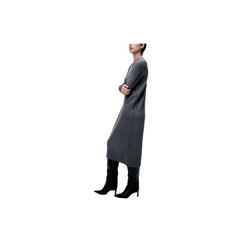 ZARA Long-Sleeved Dresses Women's Medium Gray-3