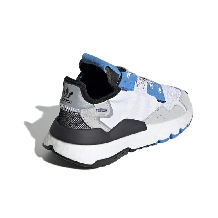 Adidas Originals Nite Jogger Breathable Kids Lifestyle Shoes White Gray Blue Teenagers-3