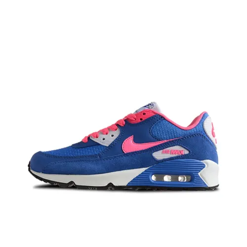 Nike Air Max 90 Cushioning, Slip Resistant, And Abrasion Resistant Low Top Kids' Running Shoes Blue Pink Teenagers
