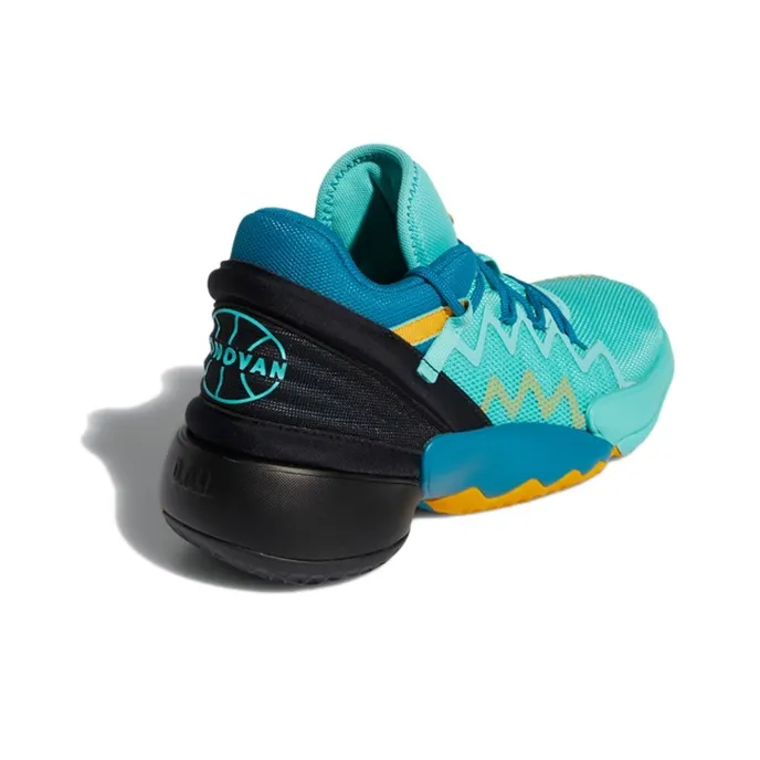Adidas D.O.N. Issue #2 J Abrasion Resistant Slip Resistant Low Top Vintage Basketball Shoes Green Black Teenagers-3