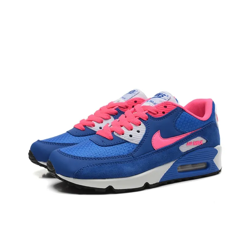 Nike Air Max 90 Cushioning, Slip Resistant, And Abrasion Resistant Low Top Kids' Running Shoes Blue Pink Teenagers-2