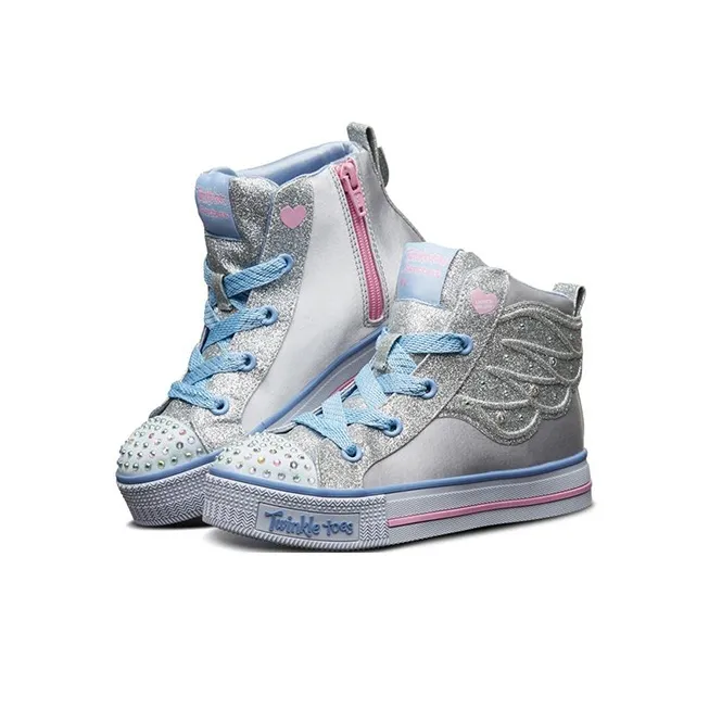 Skechers Shuffle Lites High Top Kids' Skateboarding Shoes Silver Teenagers-2