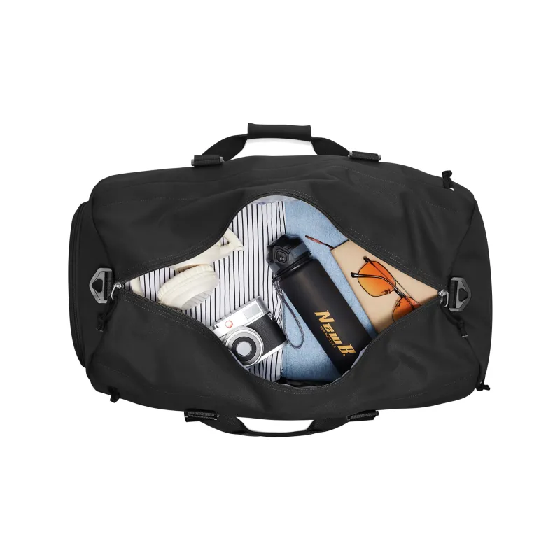QING QI ZHE Canvas Travel One Shoulder Portable Crossbody Gym Bags Large Size Unisex Black/Khaki-8