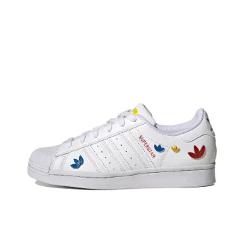Adidas Originals SUPERSTAR J Abrasion Resistant Low Top Kids' Skateboarding Shoes White Teenagers