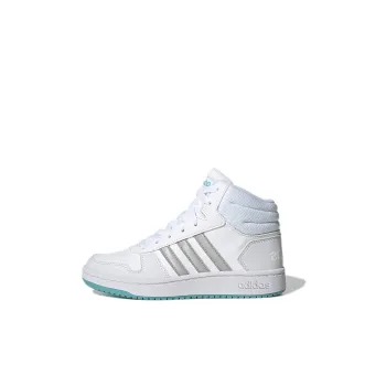 Adidas Neo Hoops 2.0 K Abrasion Resistant Mid Top Skateboard Shoes White Kids'