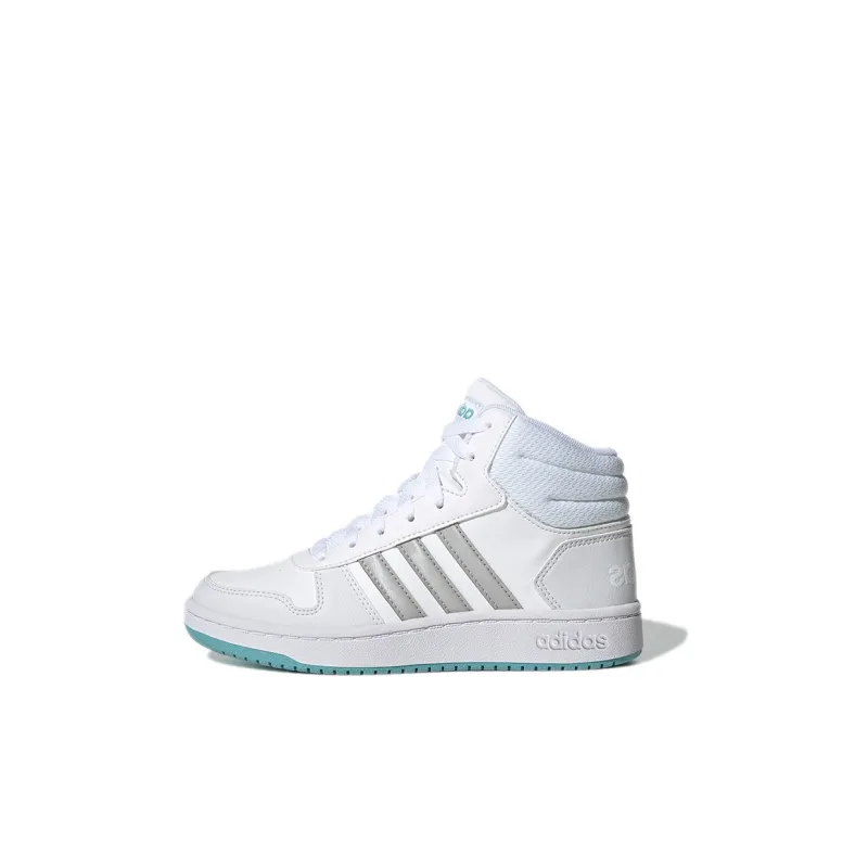Adidas Neo Hoops 2.0 K Abrasion Resistant Mid Top Skateboard Shoes White Kids'-0