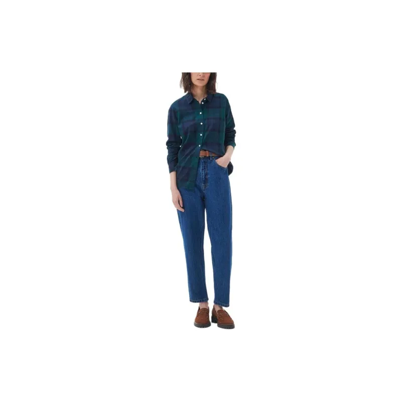 BARBOUR Bredon Shirt Shirt Women's Black Sage Green-1