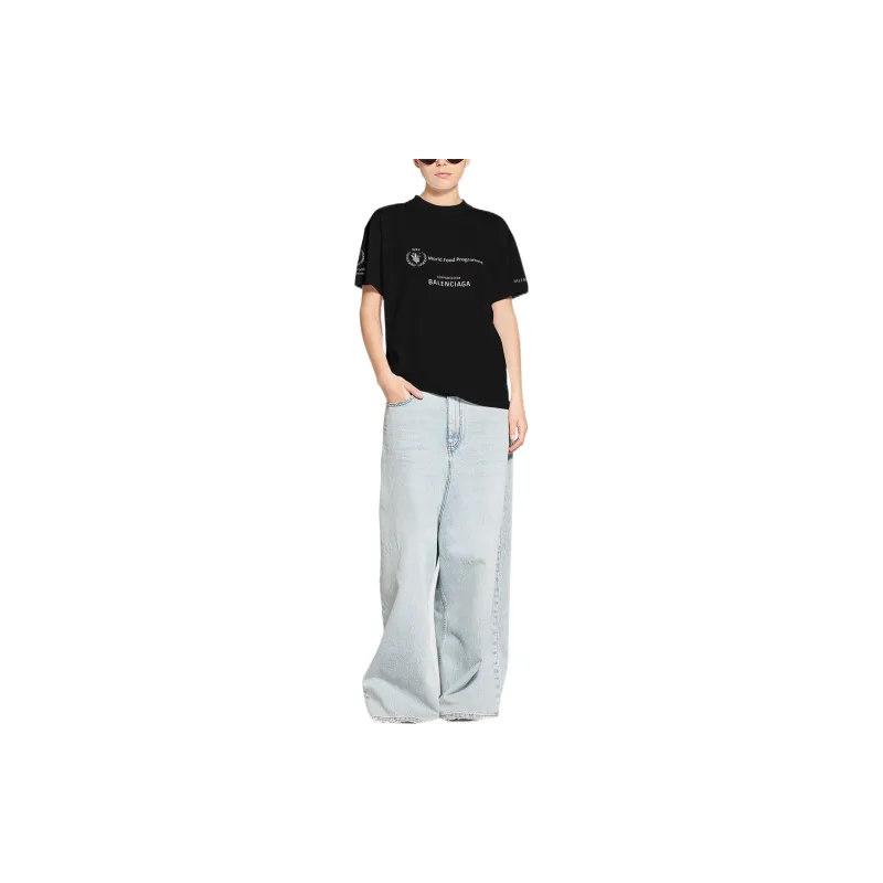 Balenciaga X WFP FW22 Drop Shoulder Sleeve T Shirt Women's Black-1