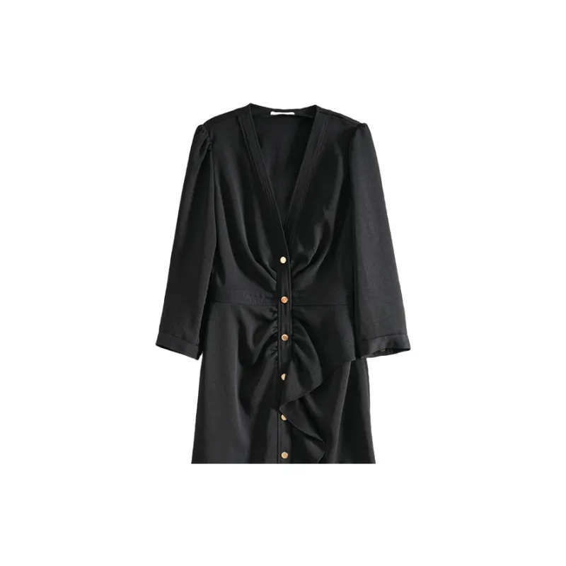 Sandro Long Sleeved Dress Women's Dark Blue-2