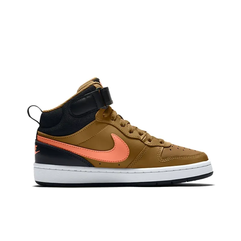 Nike Court Borough Slip Resistant Lightweight Cushioning Mid Top Skateboard Shoes Brown Teenagers-1