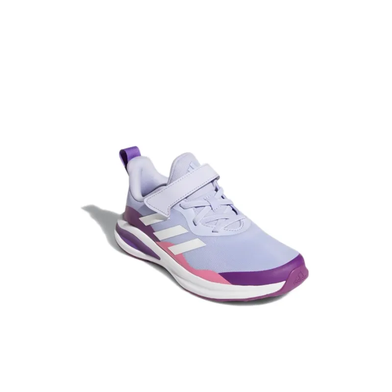 Adidas Fortarun Elastic Lace Top Strap Running Low-Top Kids' Running Shoes Gray Purple Kids'-2