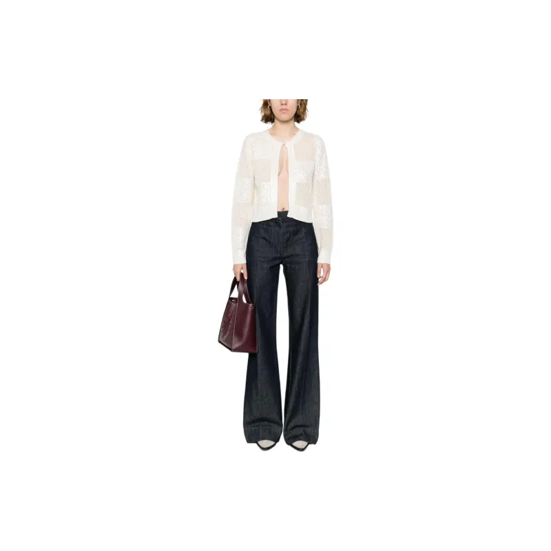 CASABLANCA Knitted Fabric Cardigan Women's Beige-2