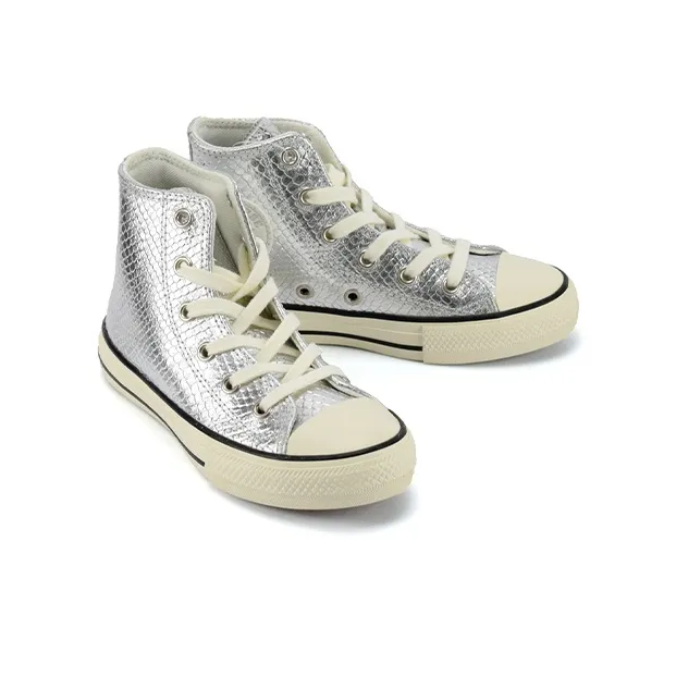 Converse Chuck Taylor All Star Anti-Slip Wear-Resistant High-Top Kids Canvas Shoes Silver Teenagers-1