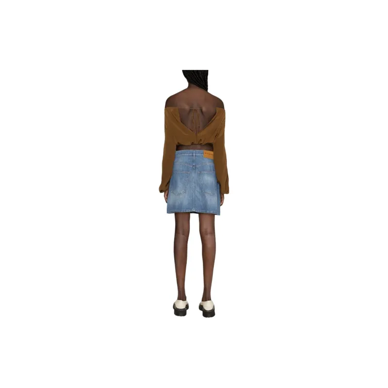 MARNI Logo-Patch Denim Mini Skirt-3