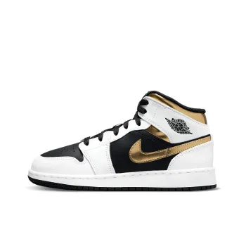 Jordan 1 Mid White Gold Black GS