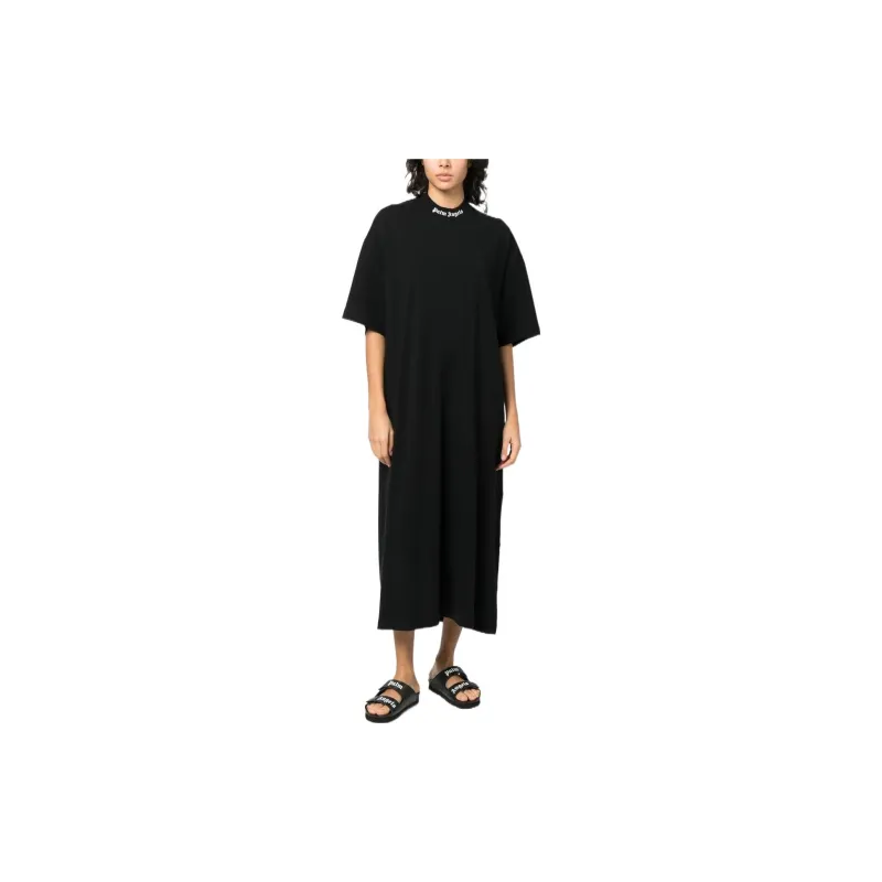 PALM ANGELS Classic Logo Over Tee Dress Black/White-1