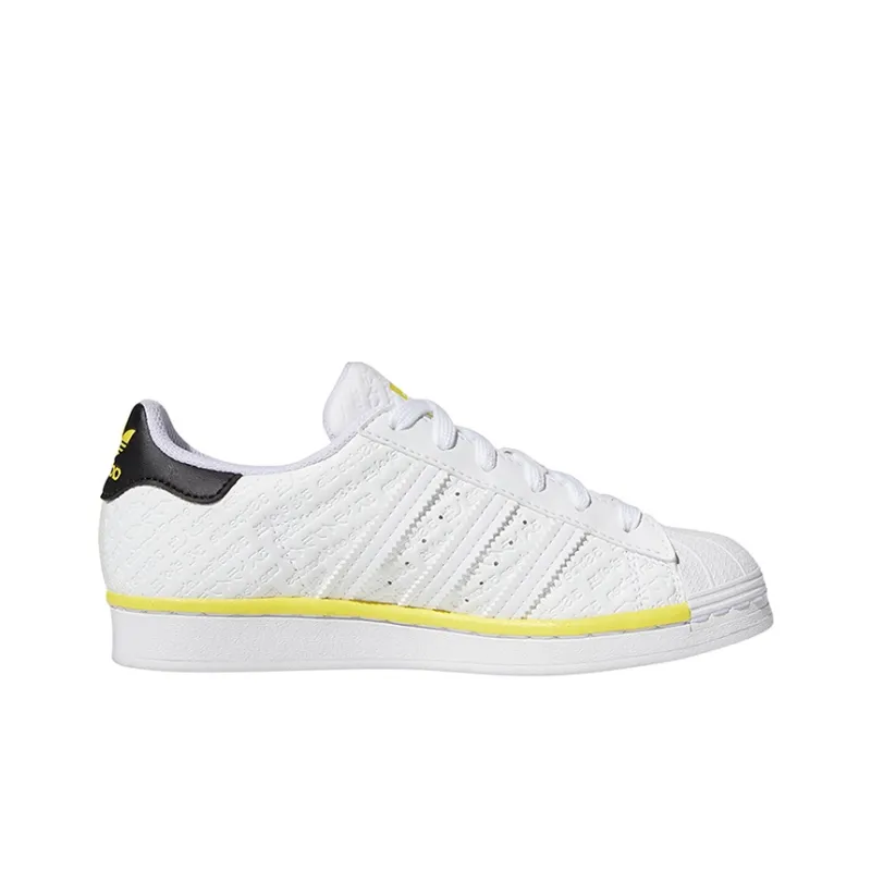 Adidas Originals Superstar Series Anti Slip Wear Resistant Low Top Kids' Skateboarding Shoes White Teenagers-1