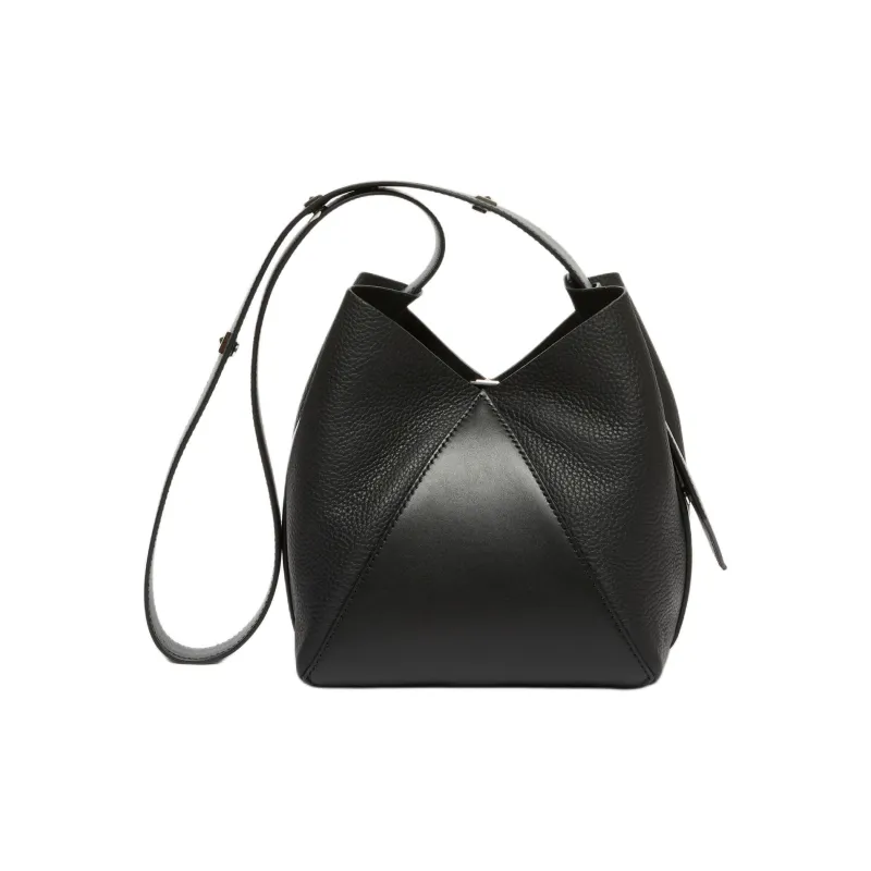 MaxMara Deer-Print Calfskin Bucket Bags Shoulder Bag Crossbody Bag Small Size Women's Black-2
