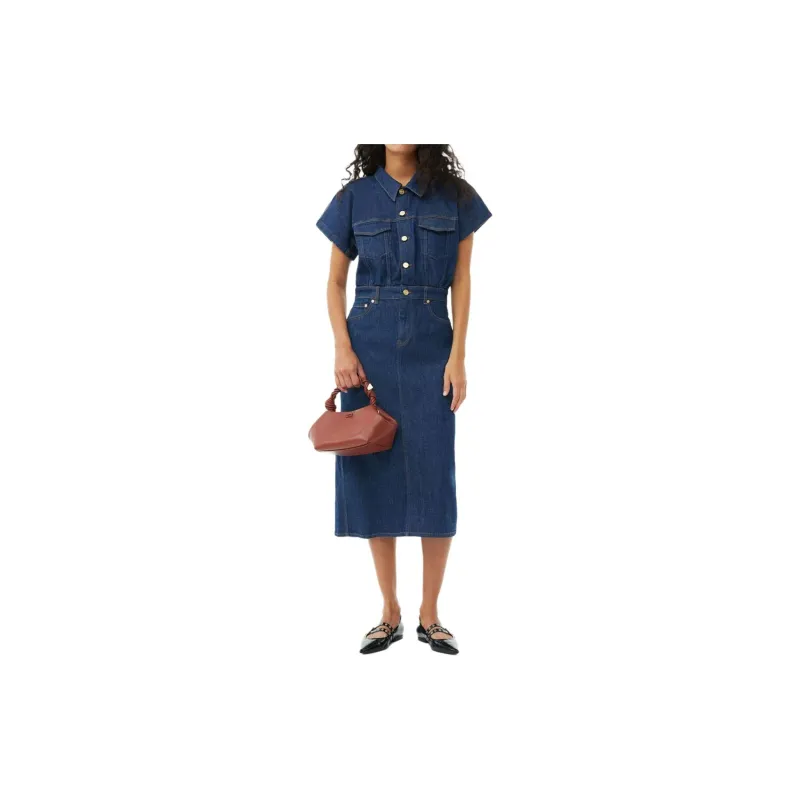 GANNI Rose Denim Midi Dress-4