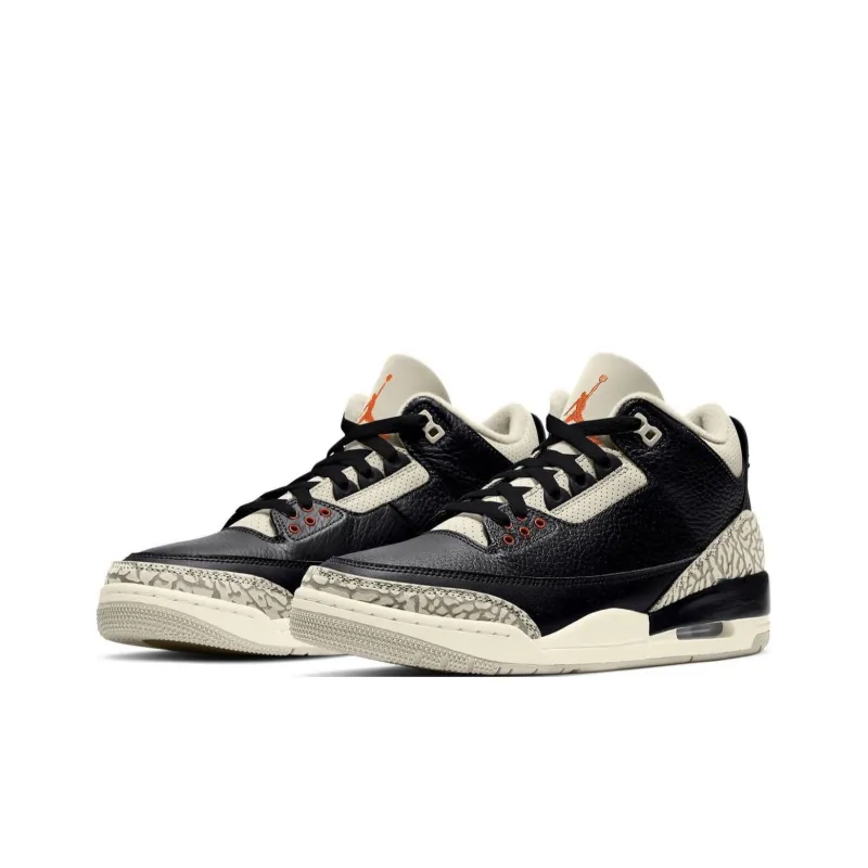 Jordan Air Jordan 3 Natural Cement Mid-Top Vintage Basketball Shoes Women's Black Brown-2